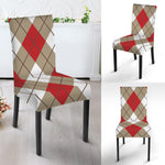 Red White And Beige Argyle Pattern Print Dining Chair Slipcover