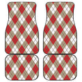 Red White And Beige Argyle Pattern Print Front and Back Car Floor Mats