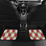 Red White And Beige Argyle Pattern Print Front and Back Car Floor Mats