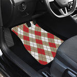 Red White And Beige Argyle Pattern Print Front Car Floor Mats