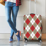 Red White And Beige Argyle Pattern Print Luggage Cover