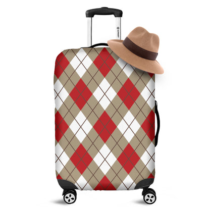 Red White And Beige Argyle Pattern Print Luggage Cover