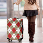 Red White And Beige Argyle Pattern Print Luggage Cover