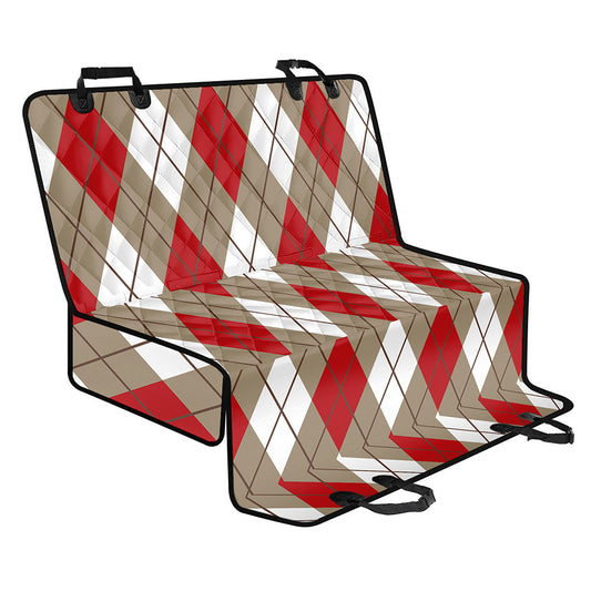 Red White And Beige Argyle Pattern Print Pet Car Back Seat Cover