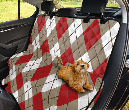 Red White And Beige Argyle Pattern Print Pet Car Back Seat Cover