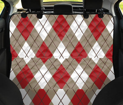 Red White And Beige Argyle Pattern Print Pet Car Back Seat Cover