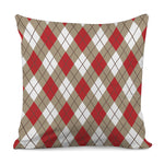 Red White And Beige Argyle Pattern Print Pillow Cover