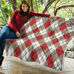 Red White And Beige Argyle Pattern Print Quilt