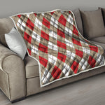 Red White And Beige Argyle Pattern Print Quilt