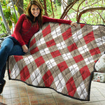 Red White And Beige Argyle Pattern Print Quilt