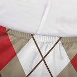 Red White And Beige Argyle Pattern Print Sofa Cover