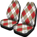 Red White And Beige Argyle Pattern Print Universal Fit Car Seat Covers