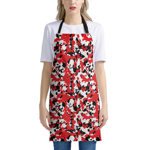 Red White And Black Digital Camo Print Apron