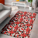 Red White And Black Digital Camo Print Area Rug
