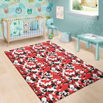 Red White And Black Digital Camo Print Area Rug