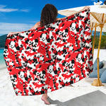 Red White And Black Digital Camo Print Beach Sarong Wrap