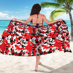 Red White And Black Digital Camo Print Beach Sarong Wrap