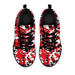 Red White And Black Digital Camo Print Black Sneakers
