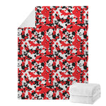 Red White And Black Digital Camo Print Blanket