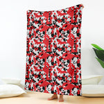 Red White And Black Digital Camo Print Blanket