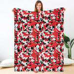 Red White And Black Digital Camo Print Blanket