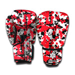 Red White And Black Digital Camo Print Boxing Gloves