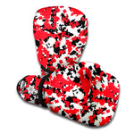 Red White And Black Digital Camo Print Boxing Gloves