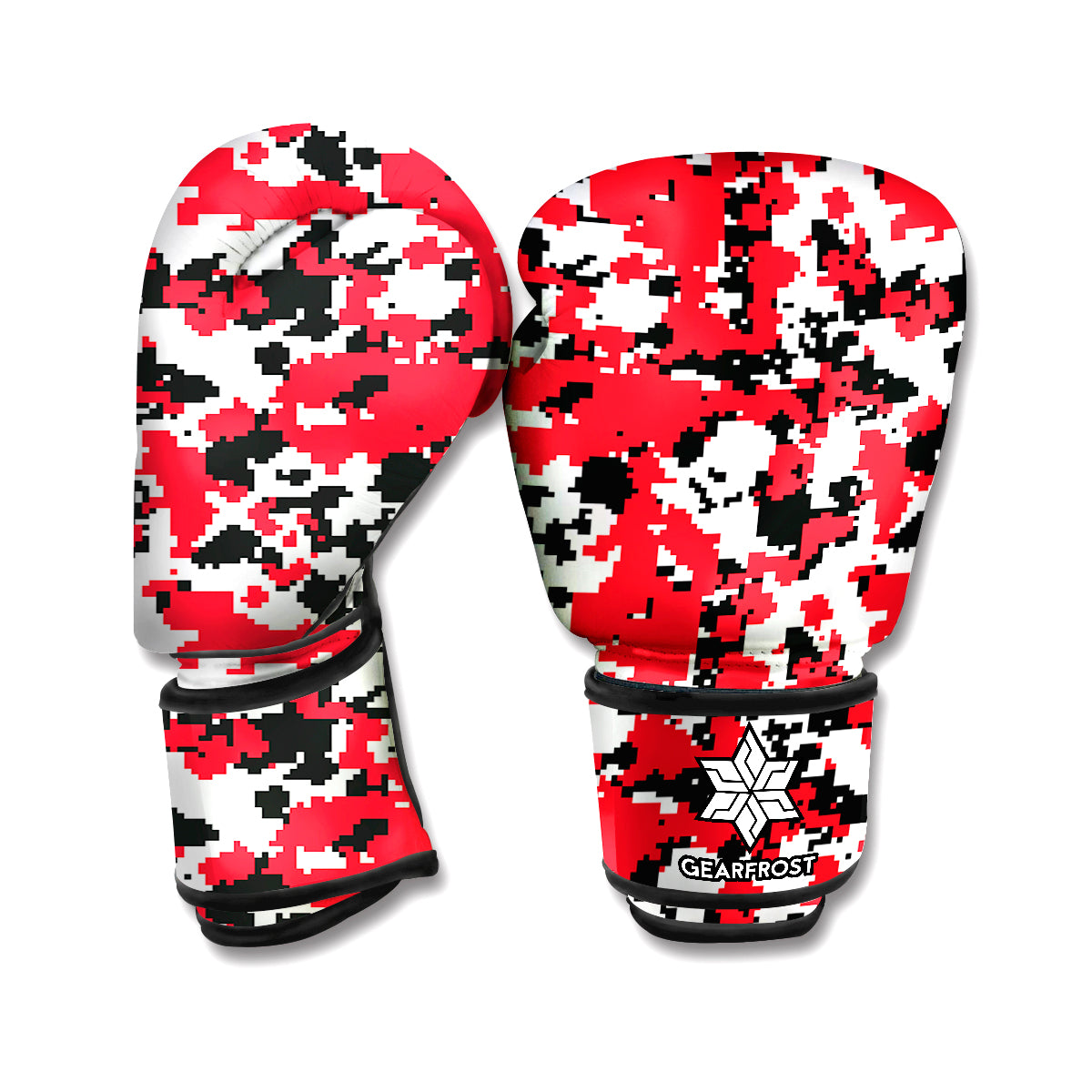 Red White And Black Digital Camo Print Boxing Gloves