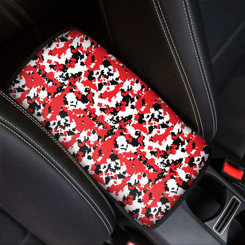 Red White And Black Digital Camo Print Car Center Console Cover