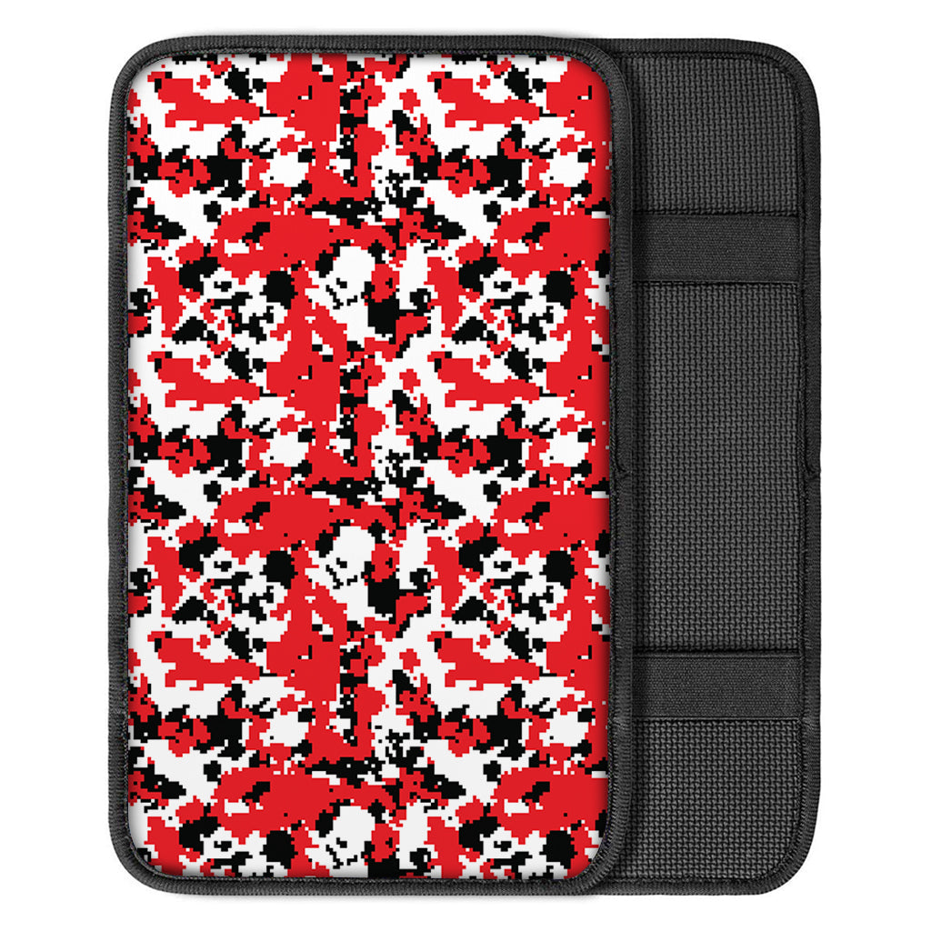Red White And Black Digital Camo Print Car Center Console Cover