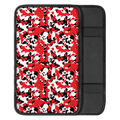 Red White And Black Digital Camo Print Car Center Console Cover