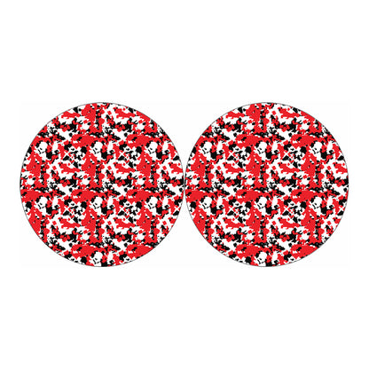 Red White And Black Digital Camo Print Car Coasters