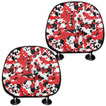 Red White And Black Digital Camo Print Car Headrest Covers
