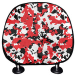 Red White And Black Digital Camo Print Car Headrest Covers