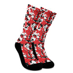 Red White And Black Digital Camo Print Crew Socks