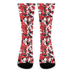 Red White And Black Digital Camo Print Crew Socks