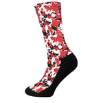 Red White And Black Digital Camo Print Crew Socks