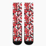 Red White And Black Digital Camo Print Crew Socks