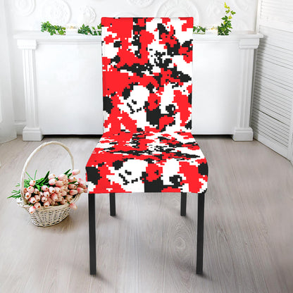 Red White And Black Digital Camo Print Dining Chair Slipcover