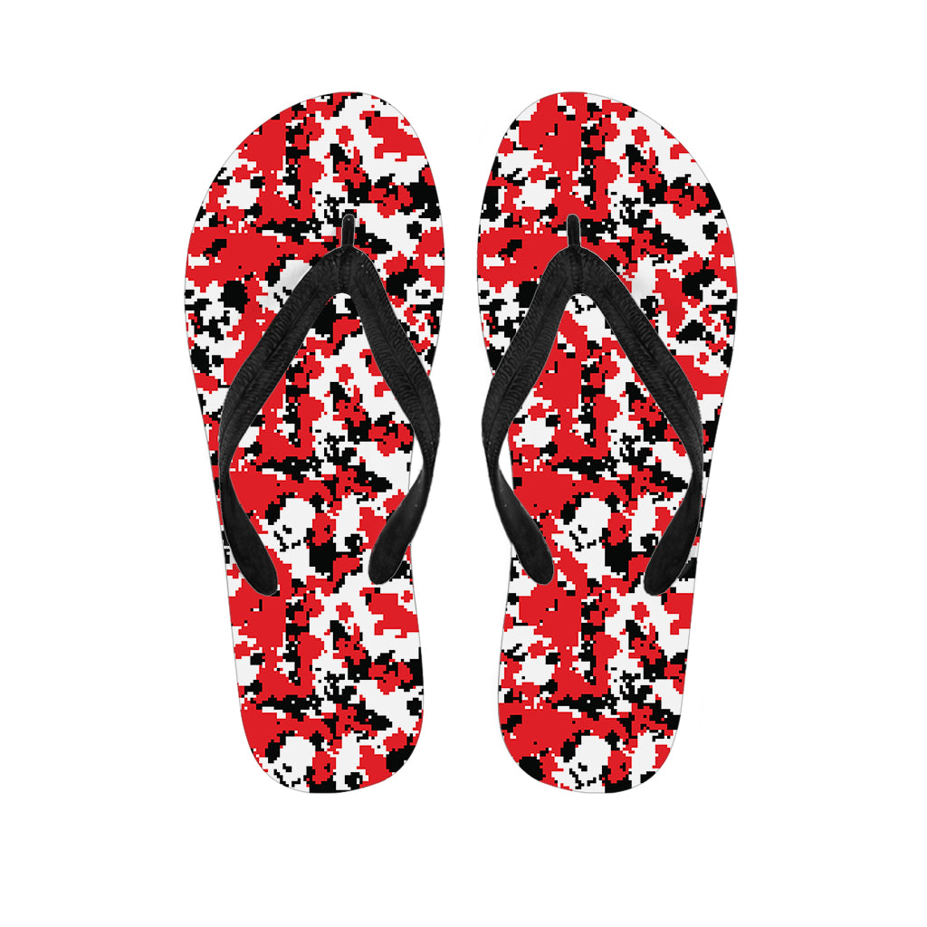 Red White And Black Digital Camo Print Flip Flops