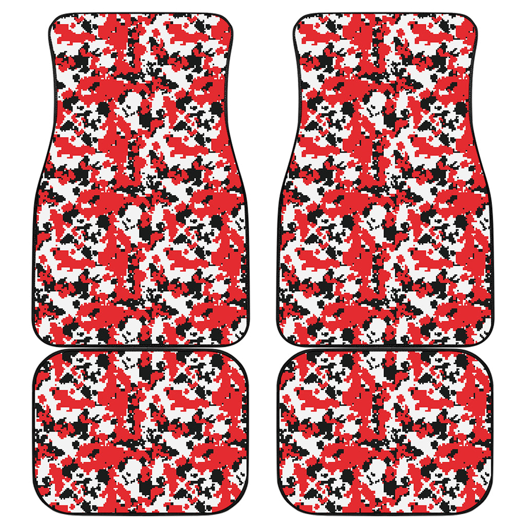 Red White And Black Digital Camo Print Front and Back Car Floor Mats
