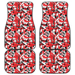Red White And Black Digital Camo Print Front and Back Car Floor Mats