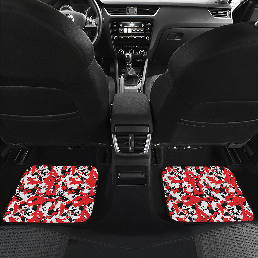 Red White And Black Digital Camo Print Front and Back Car Floor Mats
