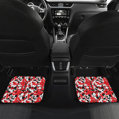 Red White And Black Digital Camo Print Front and Back Car Floor Mats