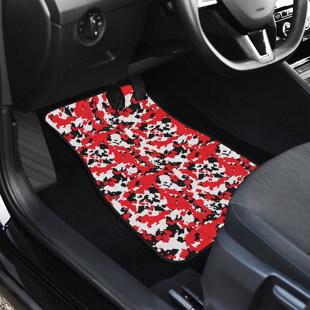 Red White And Black Digital Camo Print Front and Back Car Floor Mats