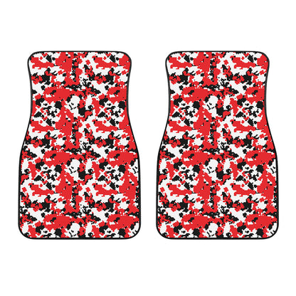 Red White And Black Digital Camo Print Front Car Floor Mats