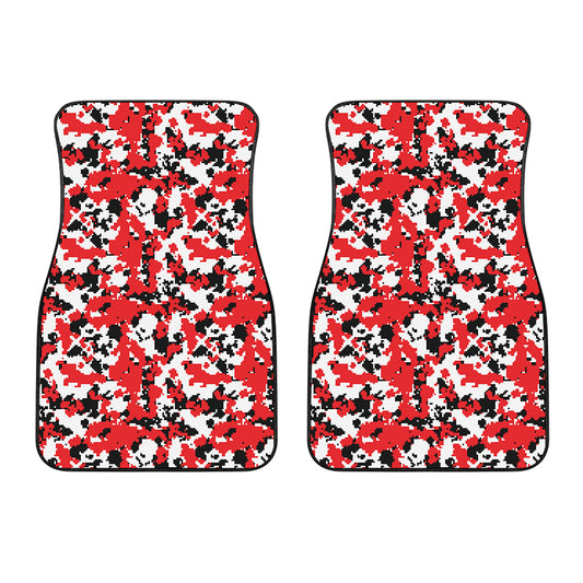 Red White And Black Digital Camo Print Front Car Floor Mats