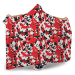 Red White And Black Digital Camo Print Hooded Blanket