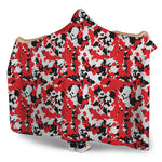 Red White And Black Digital Camo Print Hooded Blanket