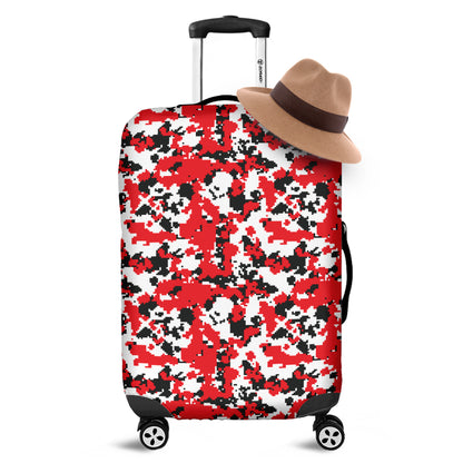 Red White And Black Digital Camo Print Luggage Cover